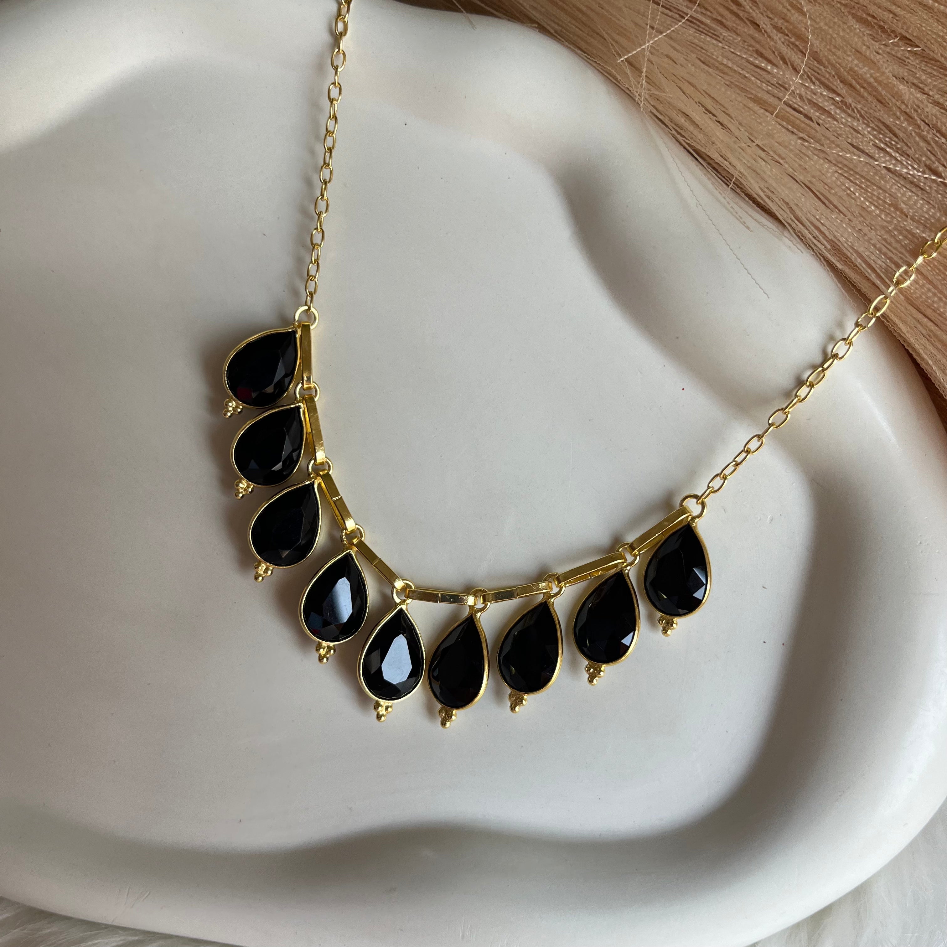 Black Stone Adjustable Necklace