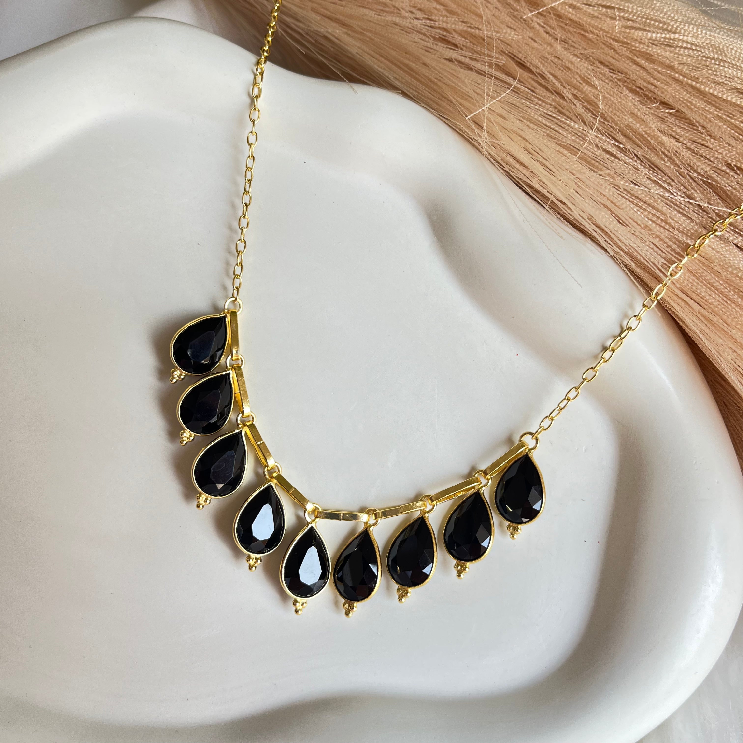 Black Stone Adjustable Necklace