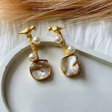 Bird Pearl Baroque Earrings